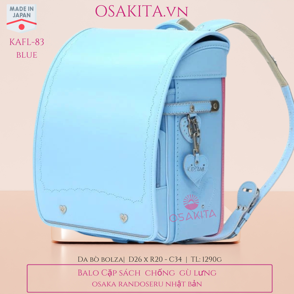 Balo Cặp sách Chống Gù OSAKITA Randoseru Nhật KAFL83 - Blue