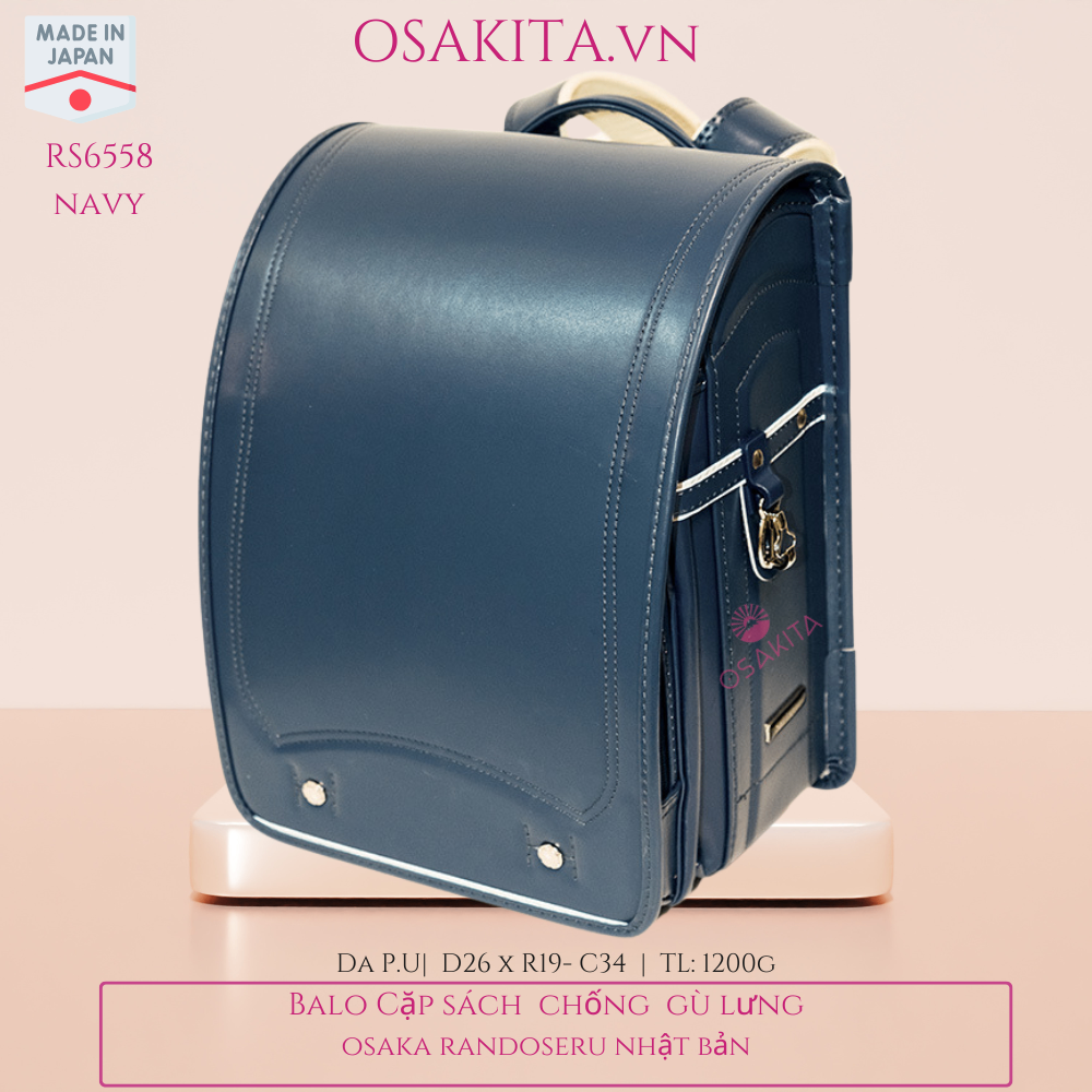 Balo Cặp sách Chống Gù OSAKITA Randoseru Nhật Bản RS6558 - Navy