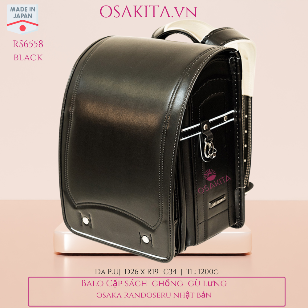Balo Cặp sách Chống Gù OSAKITA Randoseru Nhật Bản RS6558 - Black