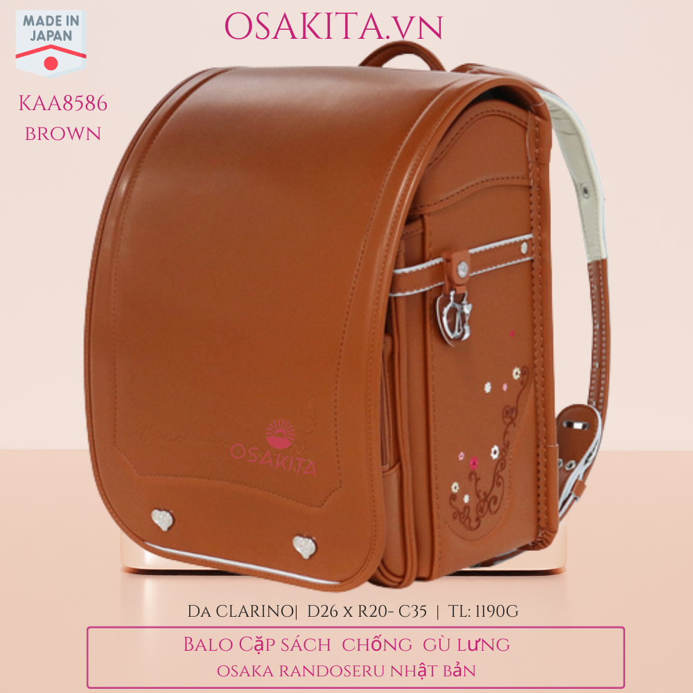 Balo Cặp sách Chống Gù KIDS AMI Randoseru Nhật KAA8856 - Brown Nâu vàng