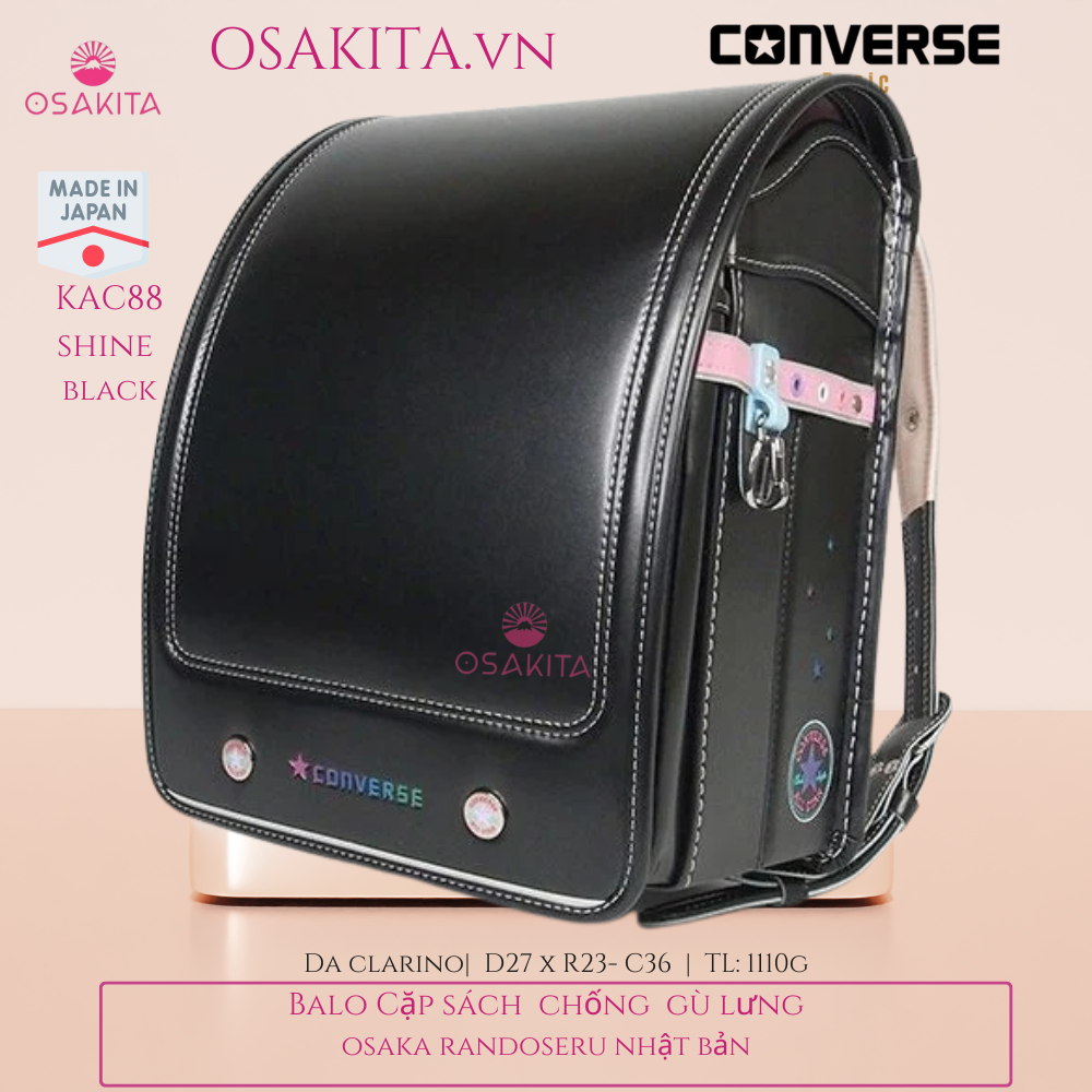 Balo Cặp Sách chống gù CONVERSE Randoseru Nhật KAC887 - Black