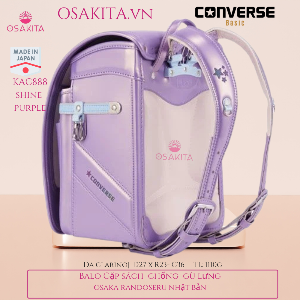 Balo Cặp Sách chống gù CONVERSE Randoseru Nhật KAC887 - Tím Purple