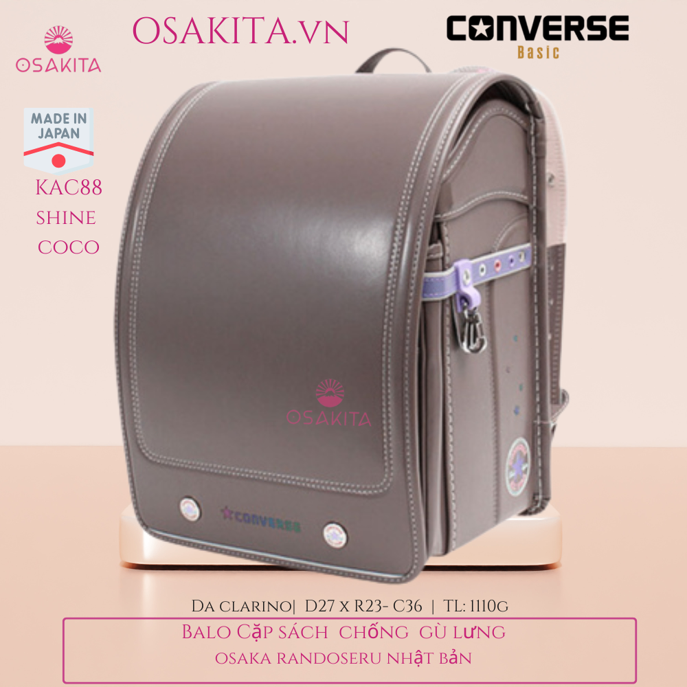 Balo Cặp Sách chống gù CONVERSE Randoseru Nhật KAC88 - Nâu Coca