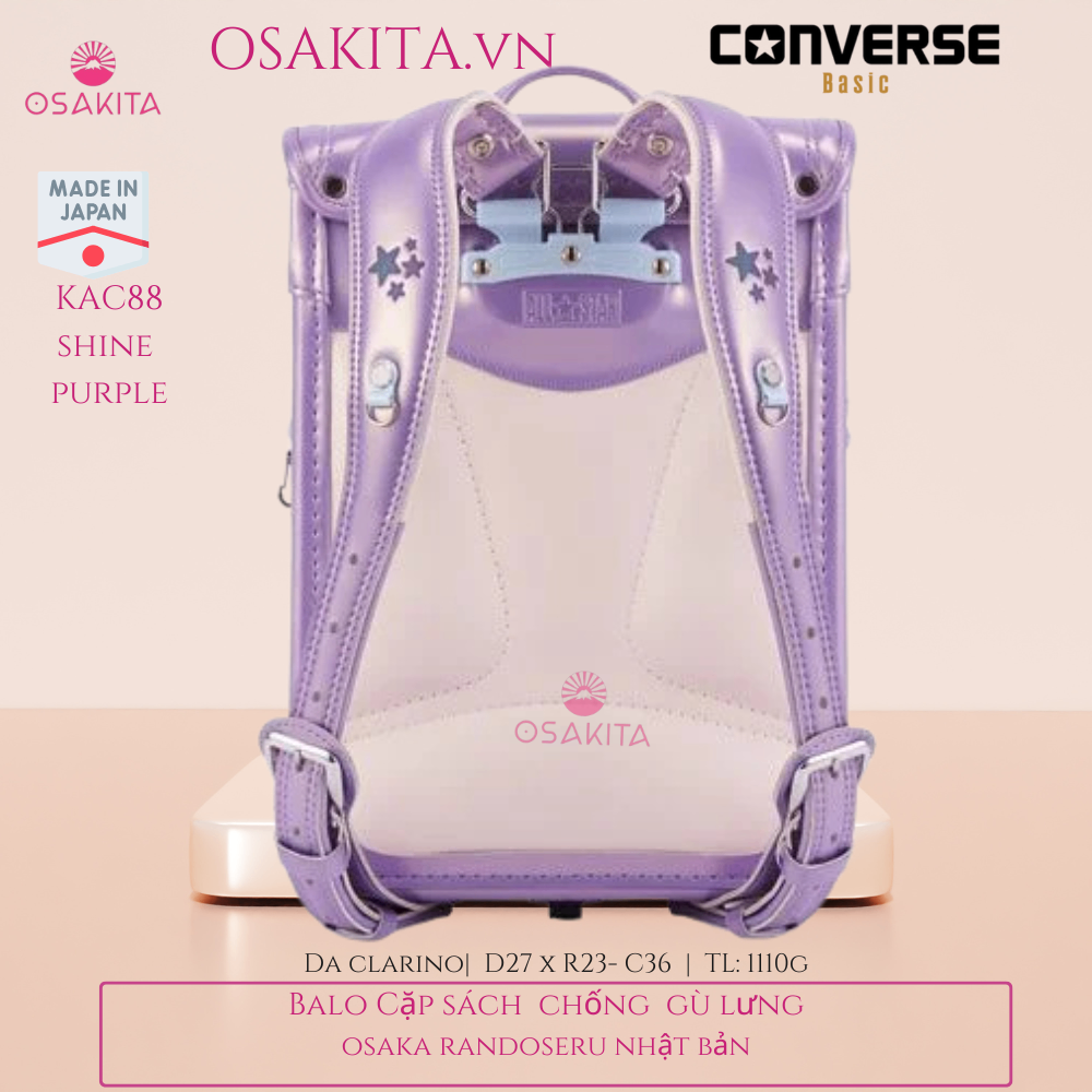 Balo Cặp Sách chống gù CONVERSE Randoseru Nhật KAC887 - Tím Purple