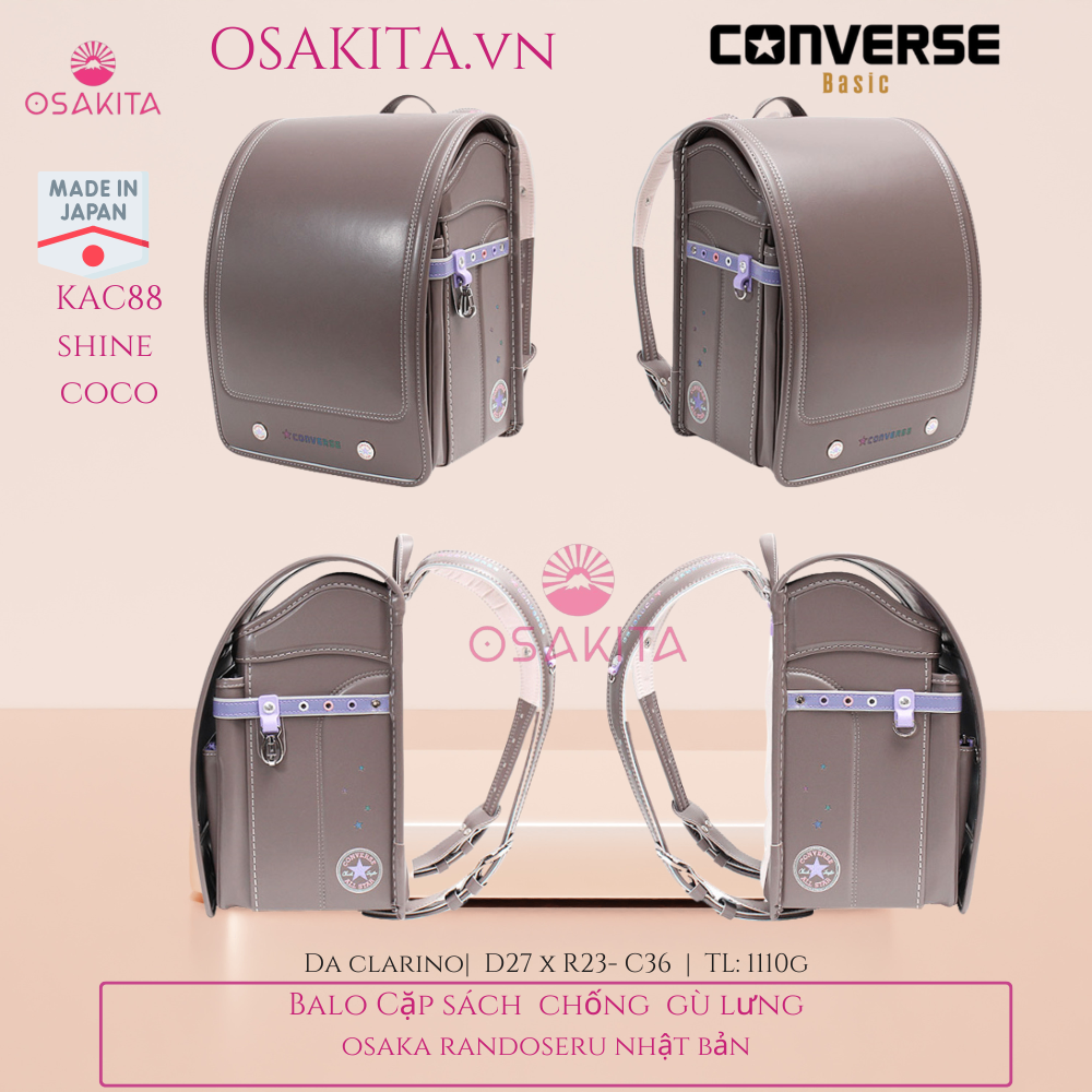 Balo Cặp Sách chống gù CONVERSE Randoseru Nhật KAC887 - Black