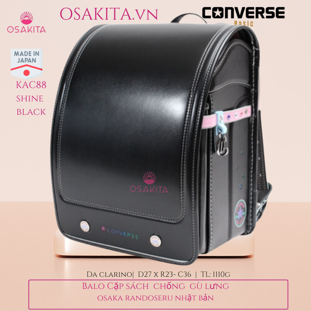 Balo Cặp Sách chống gù CONVERSE Randoseru Nhật KAC887 - Black