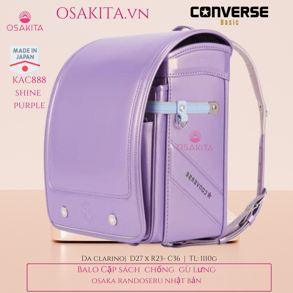 Balo Cặp Sách chống gù CONVERSE Randoseru Nhật KAC887 - Tím Purple