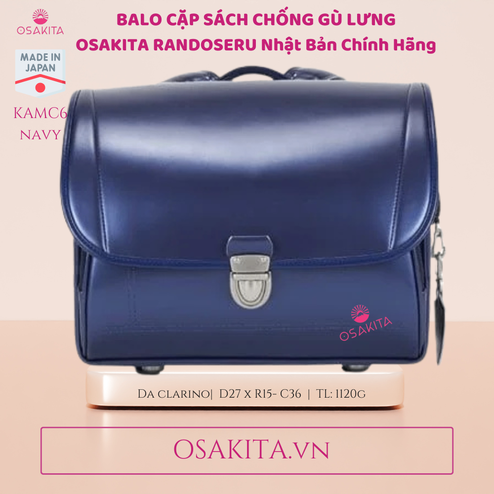 Balo Cặp sách Chống Gù OSAKITA Randoseru Nhật KAMY8 - Navy