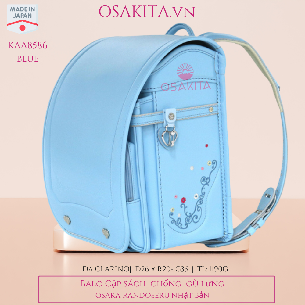 Balo Cặp sách Chống Gù OSAKITA Randoseru Nhật KAA8586 - Xanh Blue