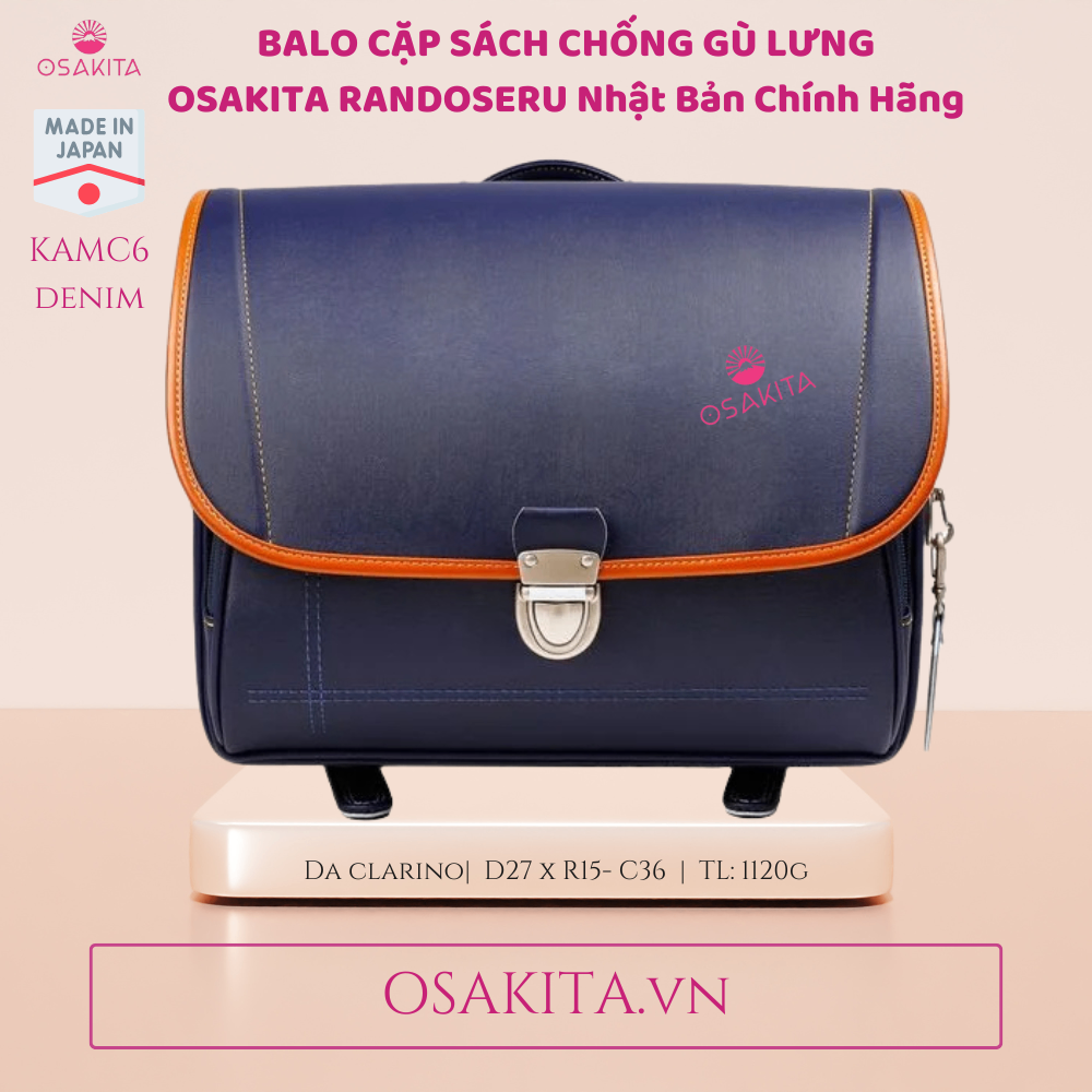 Balo Cặp sách Chống Gù OSAKITA Randoseru Nhật KAMY8 - Navy