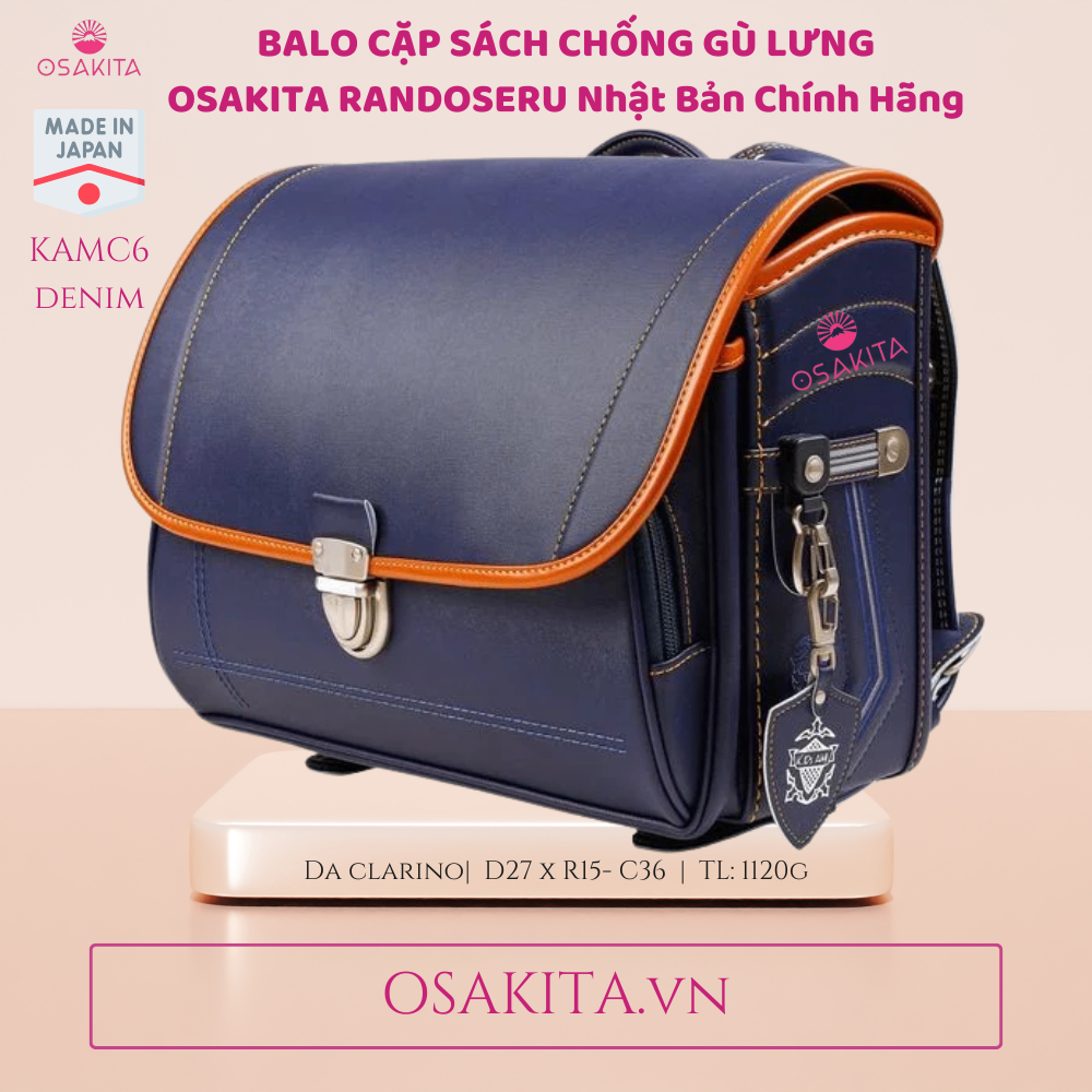 Balo Cặp sách Chống Gù OSAKITA Randoseru Nhật KAMY8 - Denim