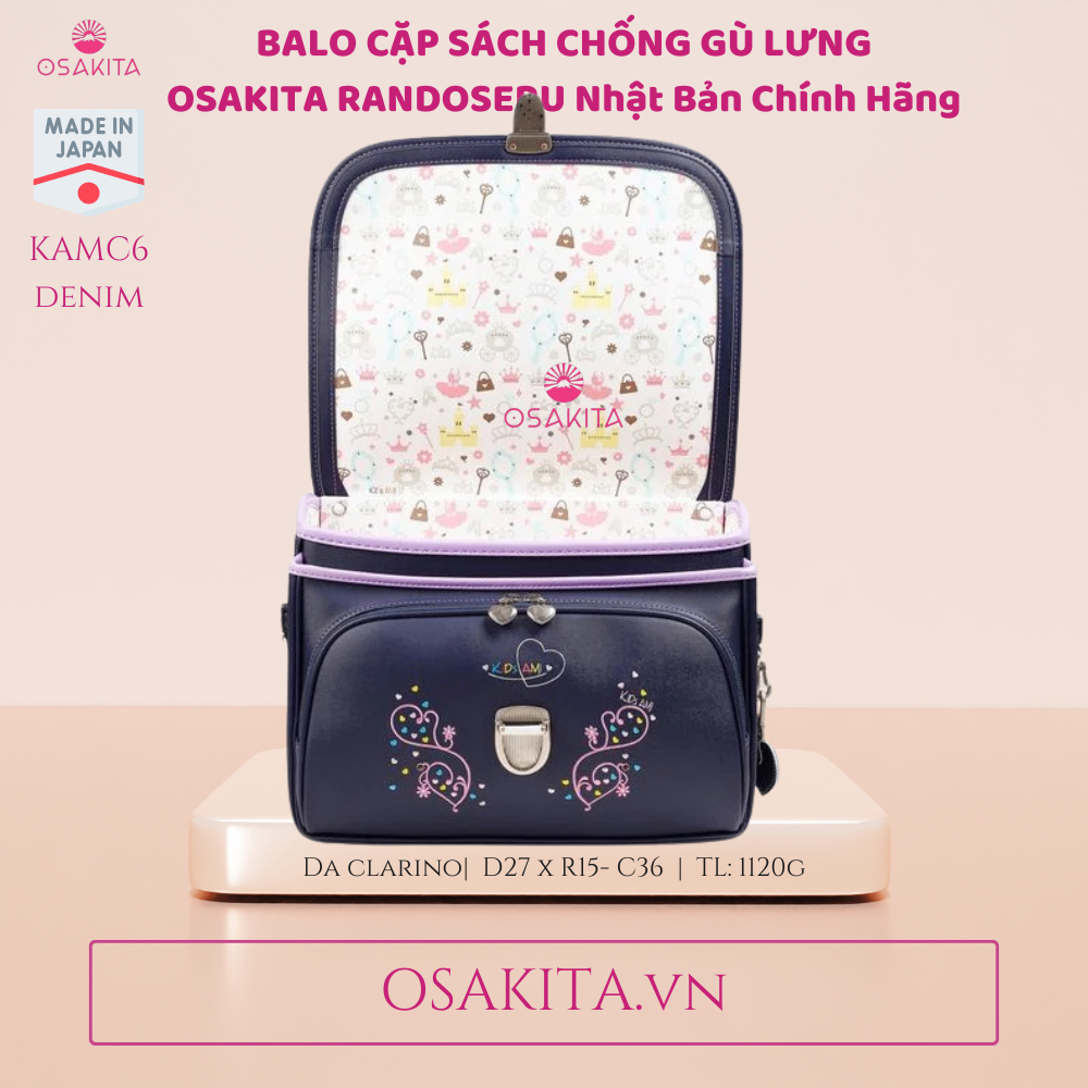 Balo Cặp sách Chống Gù OSAKITA Randoseru Nhật KAMY8 - Đỏ