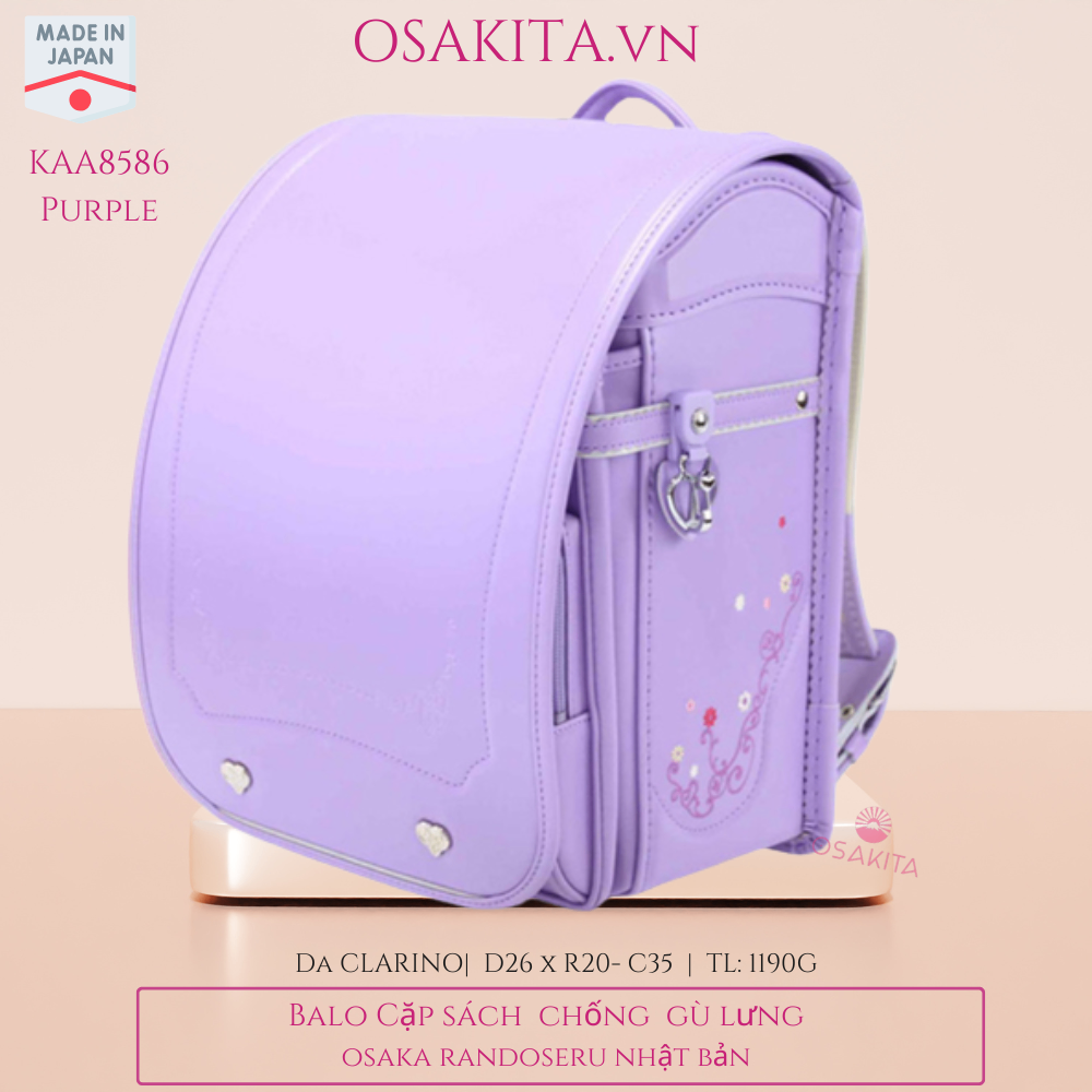 Balo Cặp sách Chống Gù OSAKITA Randoseru Nhật KAA8586 - Tím Purple
