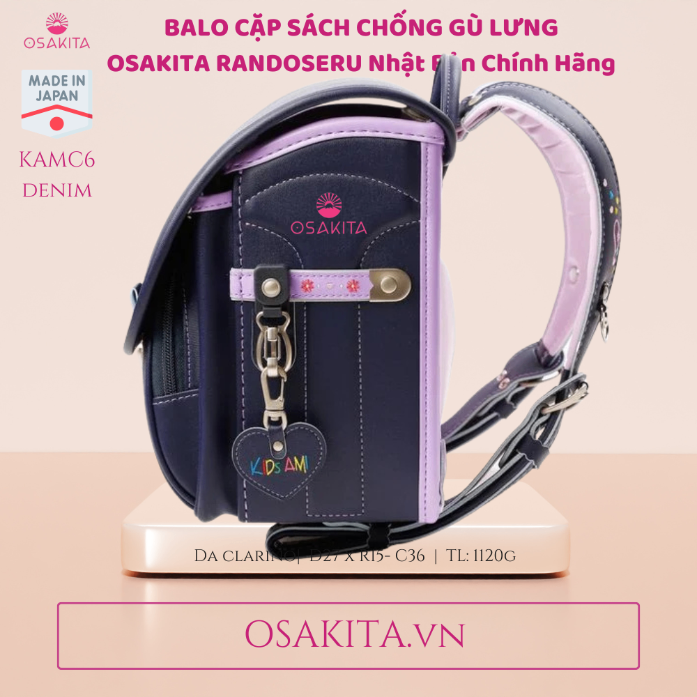 Balo Cặp sách Chống Gù OSAKITA Randoseru Nhật KAMY8 - Đỏ