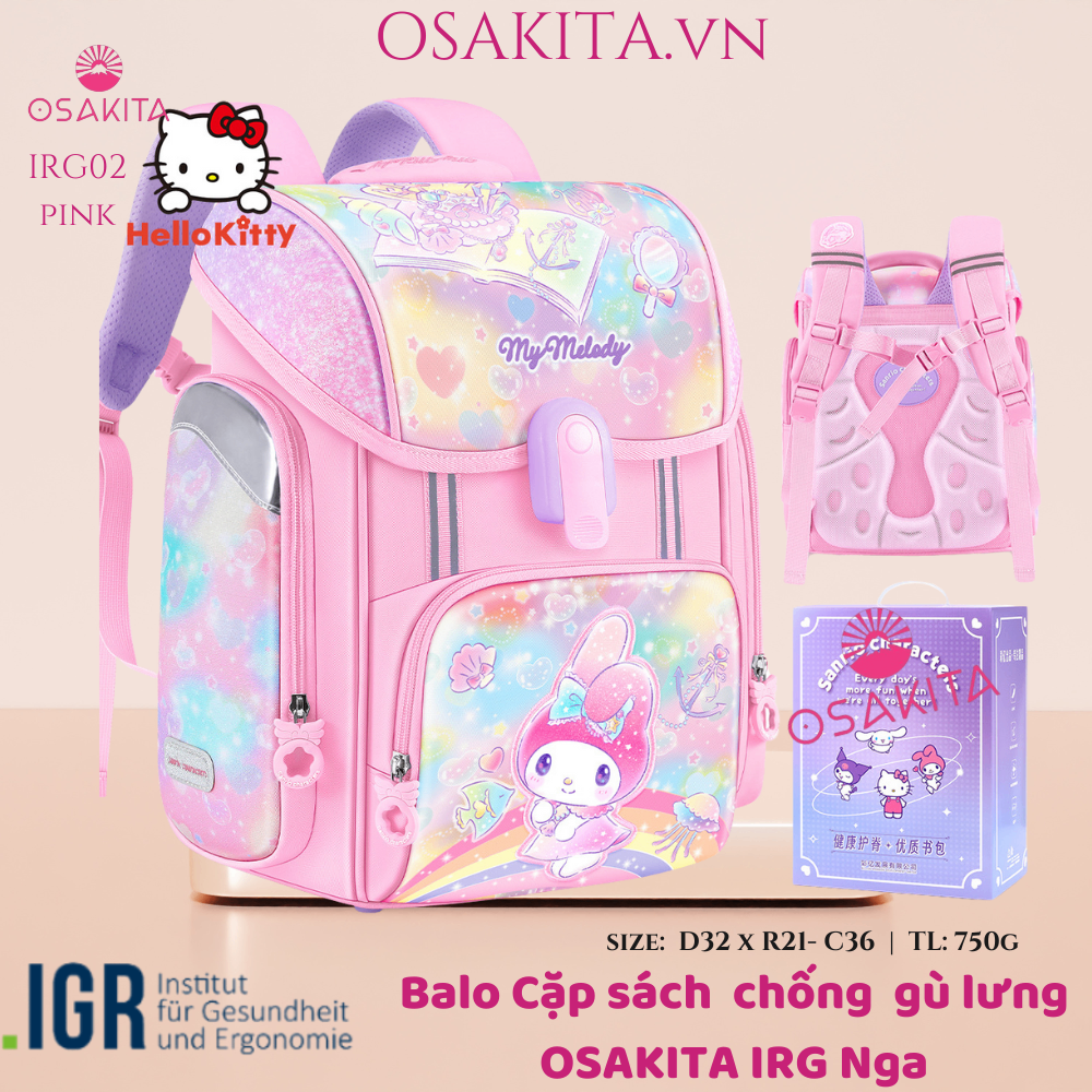 Balo Cặp sách chống gù OSAKITA IRG Nga - 760gr - Hồng