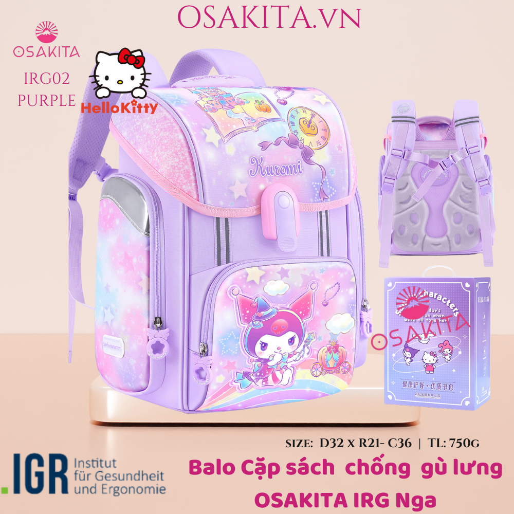 Balo Cặp sách chống gù OSAKITA IRG Nga - 760gr - Hồng