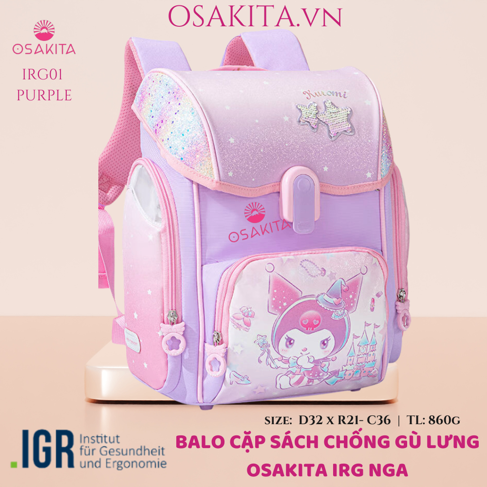Balo Cặp sách chống gù OSAKITA IRG Nga - Tím Kuromi