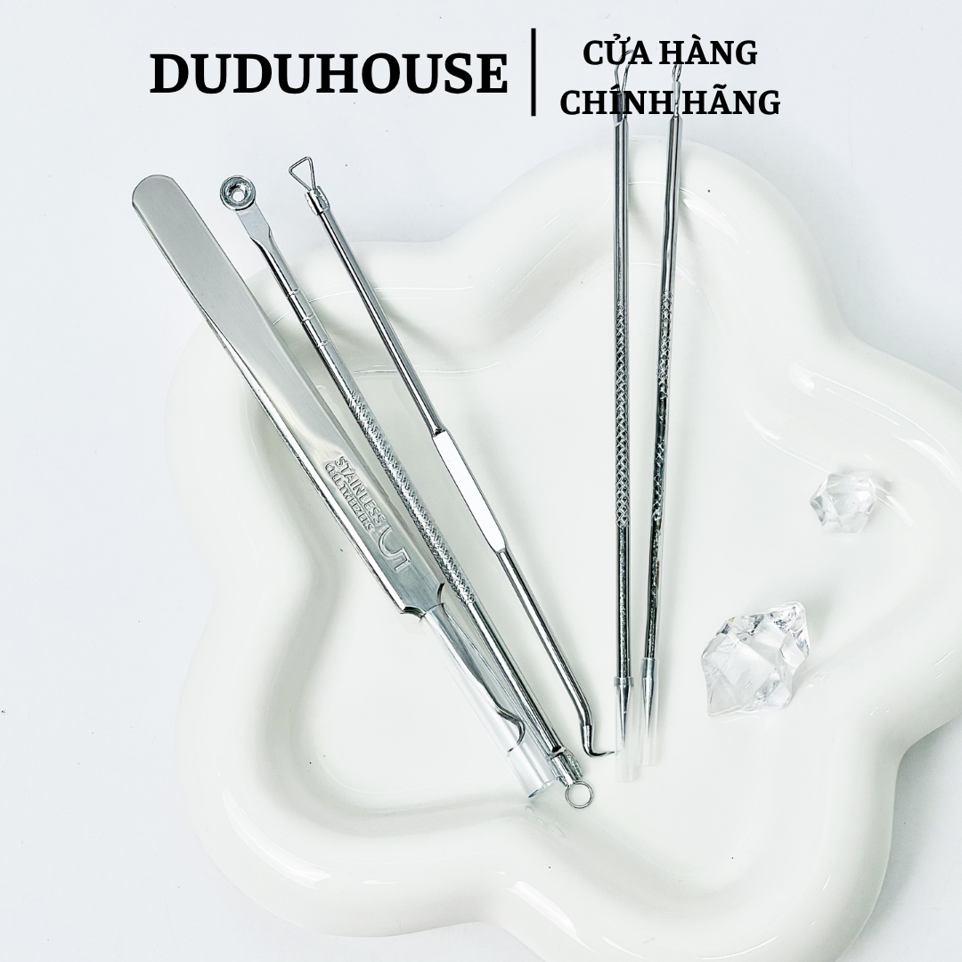 Bộ 5 Dụng Cụ Nặn Mụn Que Lấy Mụn + Nhíp Có Hộp