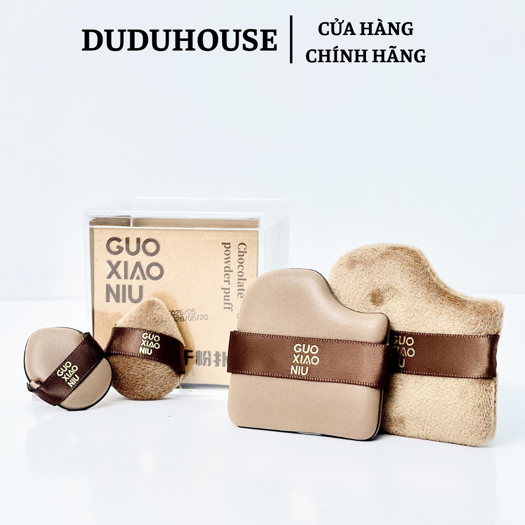 Bộ 6 Bông Mút Trang Điểm Guoxiaoniu Chocolate, Gồm Mút Tán Kem Nền, Mút Phấn Phủ, Mút Ngón Tay Mini