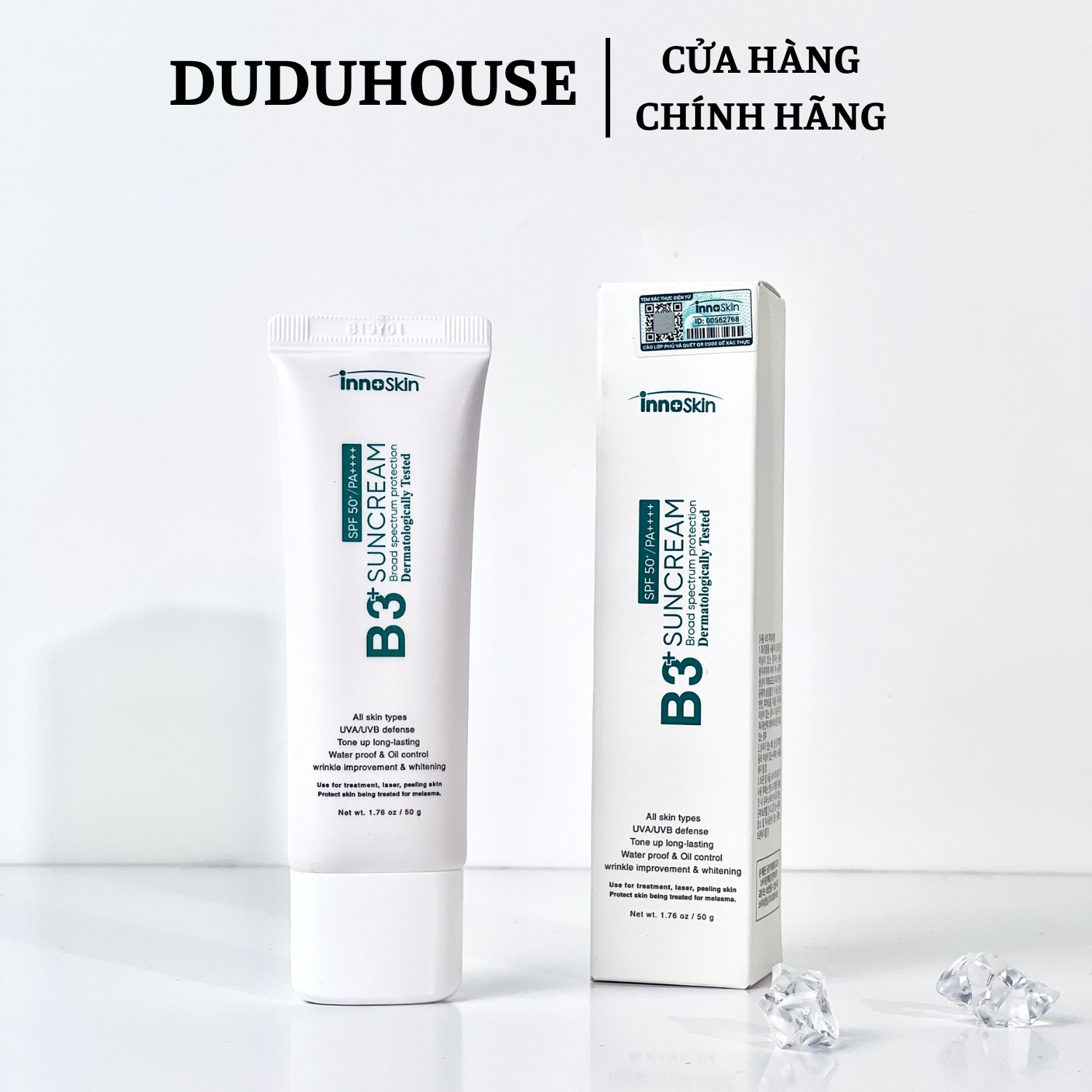 Kem Chống Nắng Innoskin B3 Xanh Da Khô Fullsize 50g
