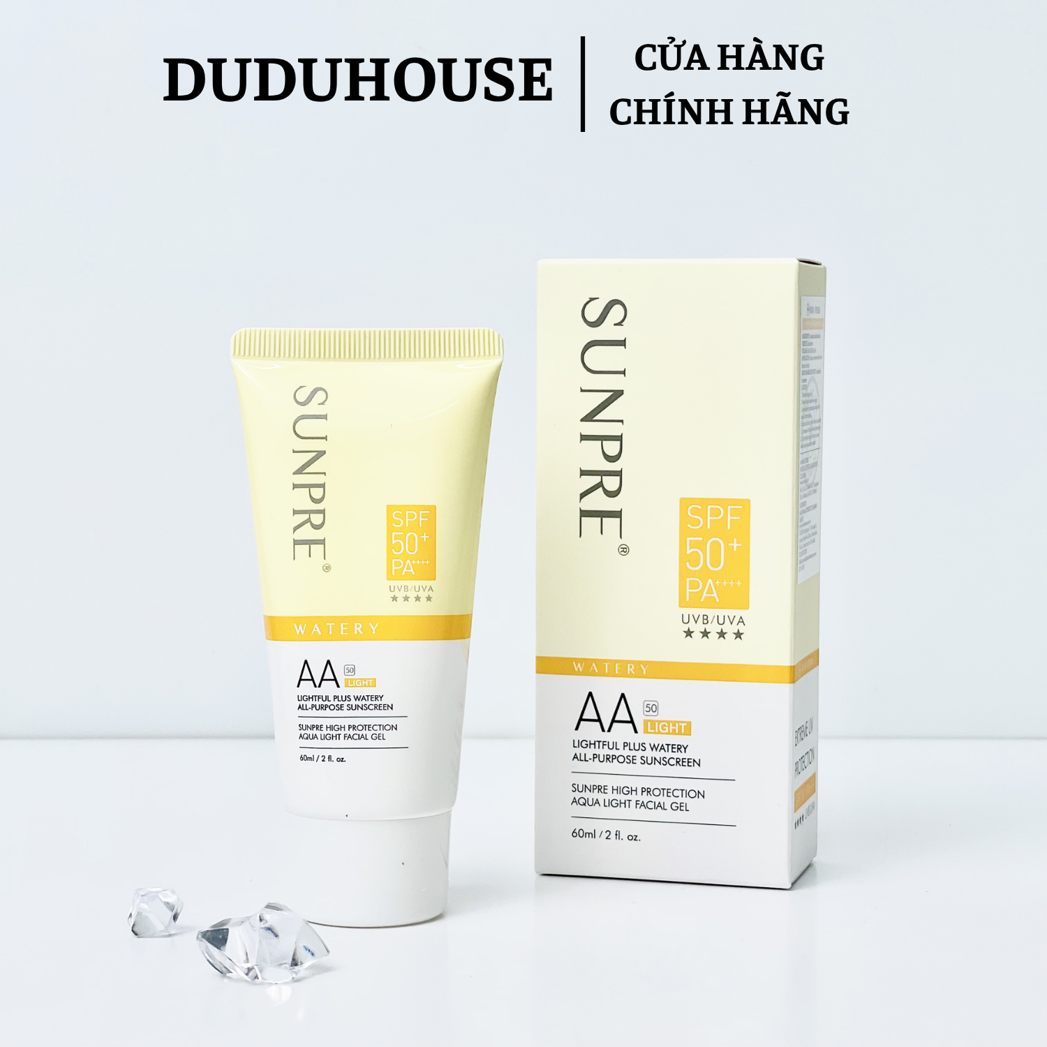 Kem Chống Nắng Mona Frema Sunpre AA SPF 50+ PA++++ Vàng Fullsize 60ml