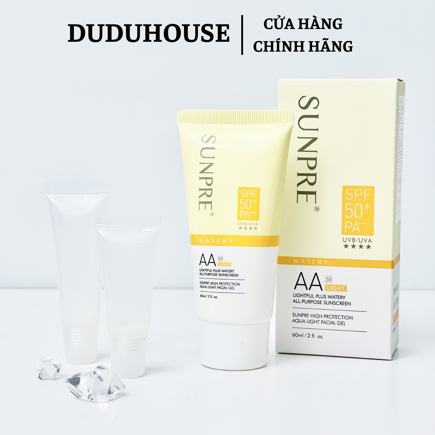 Kem Chống Nắng Mona Frema Sunpre AA SPF 50+ PA++++ Vàng Mẫu Thử 10ml