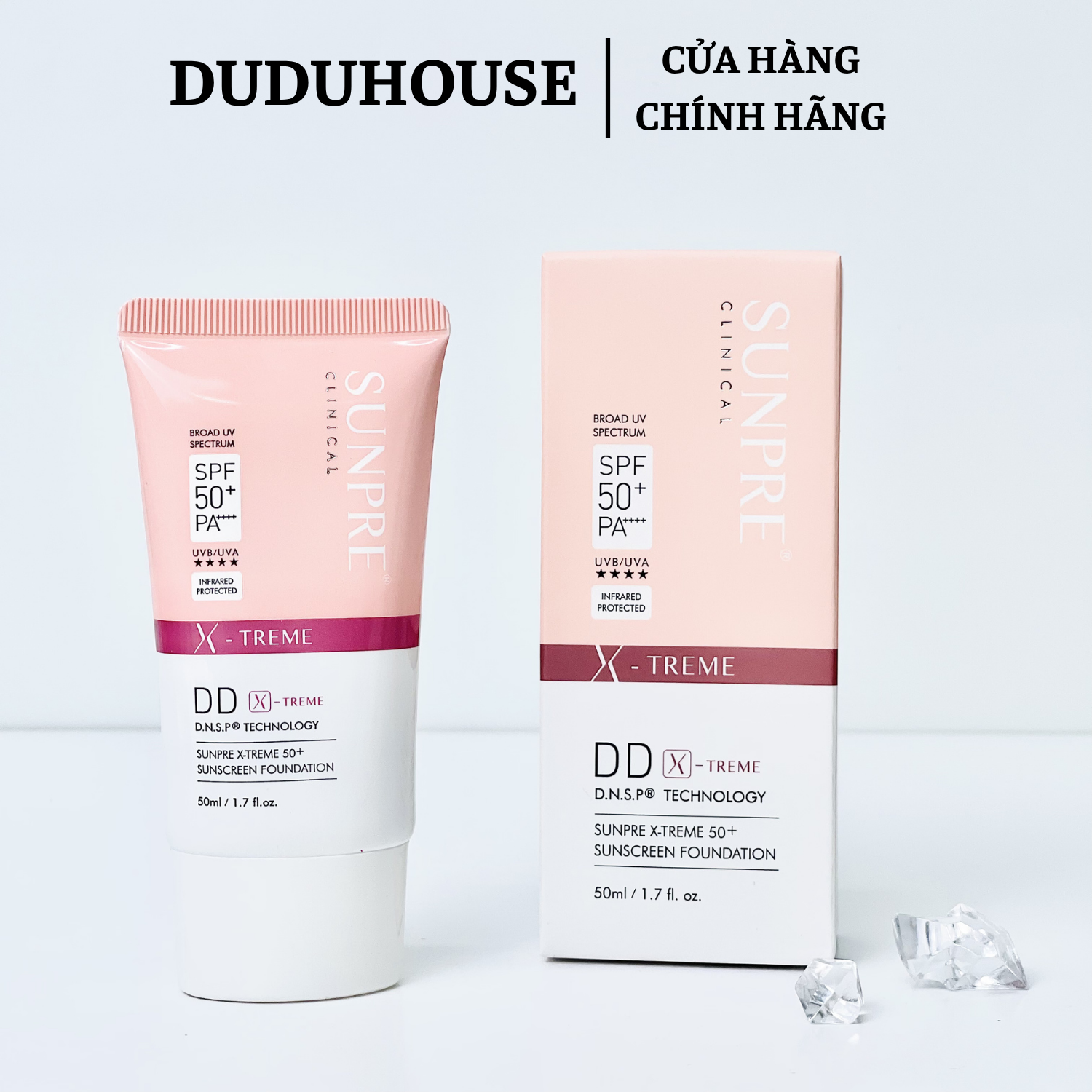 Kem Chống Nắng Mona Frema Sunpre DD Xtreme SPF 50+ Hồng Fullsize 60ml