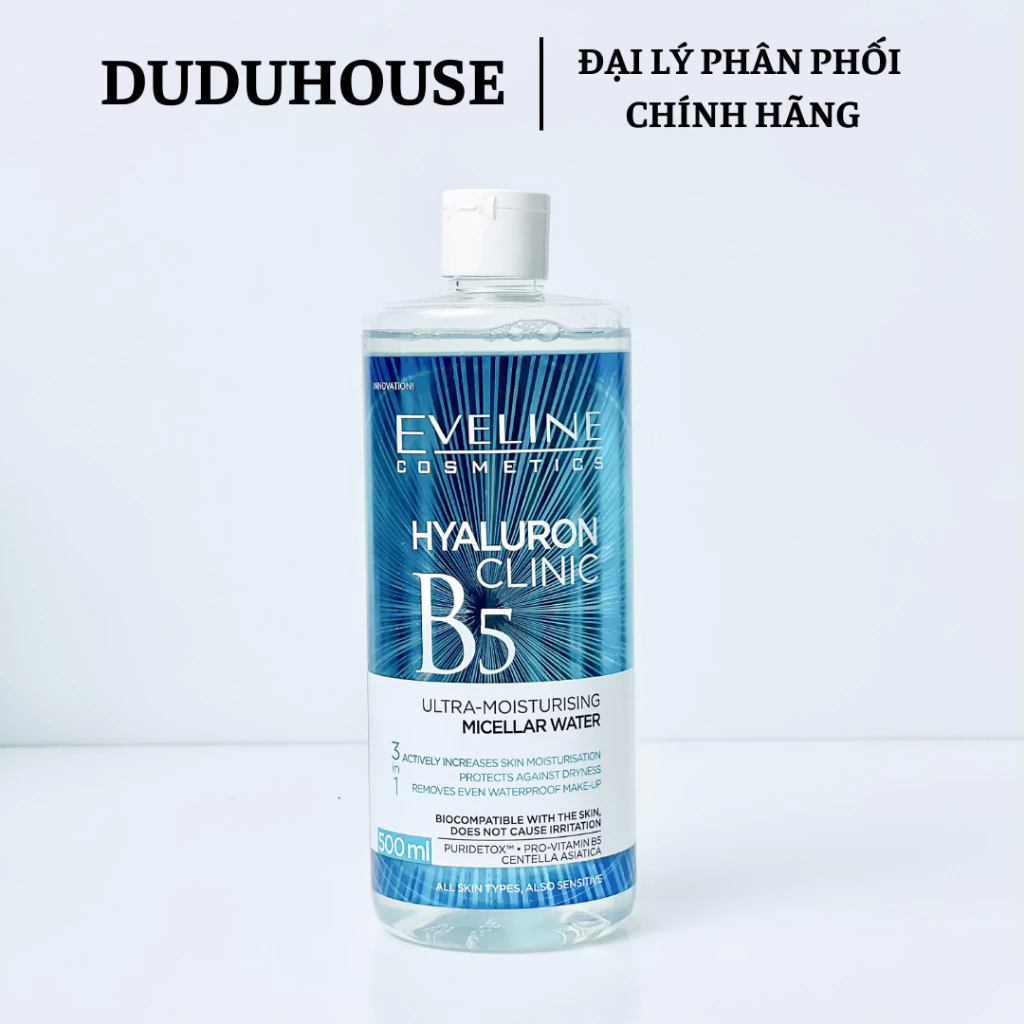 Nước Tẩy Trang Eveline Hyaluron Clinic B5 Ultra Moisturising Micellar Water Fullsize 500ml