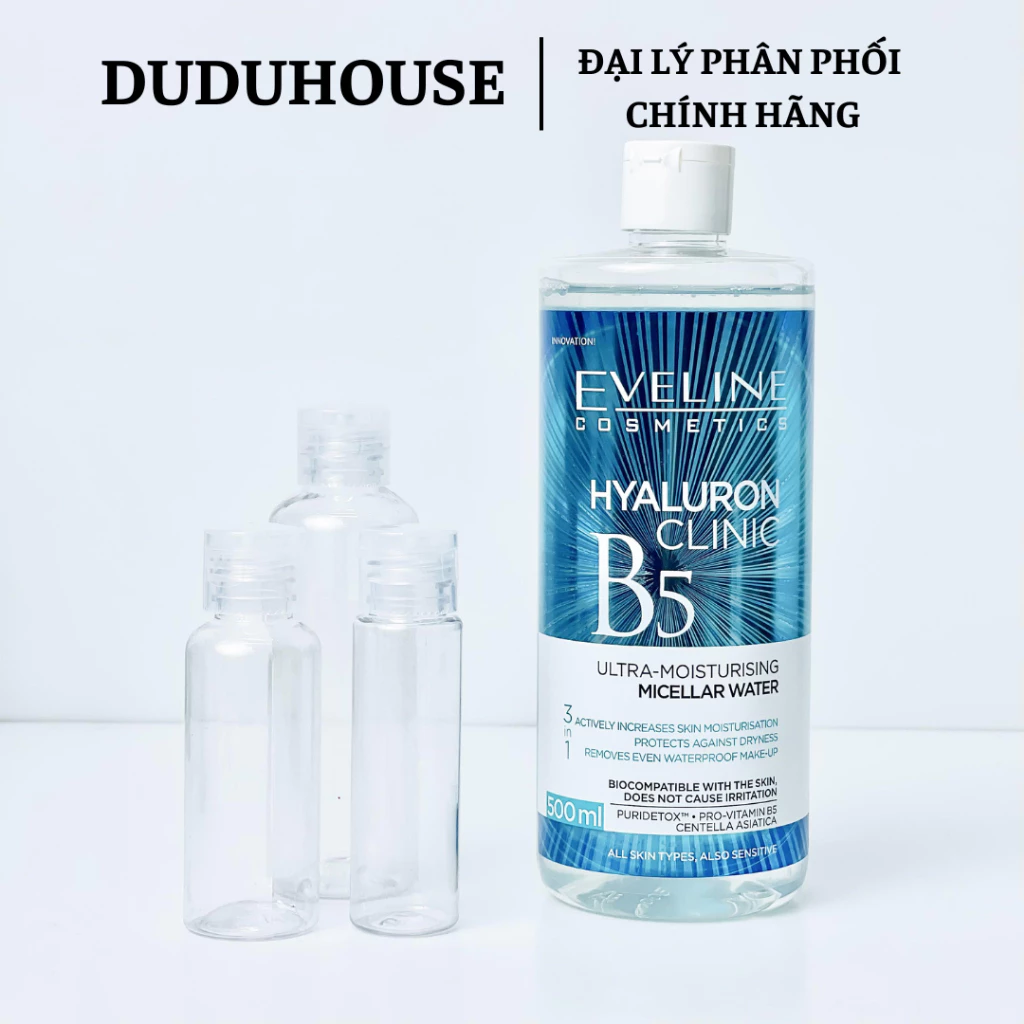 Nước Tẩy Trang Eveline Hyaluron Clinic B5 Ultra Moisturising Micellar Water Mẫu Thử 200ml
