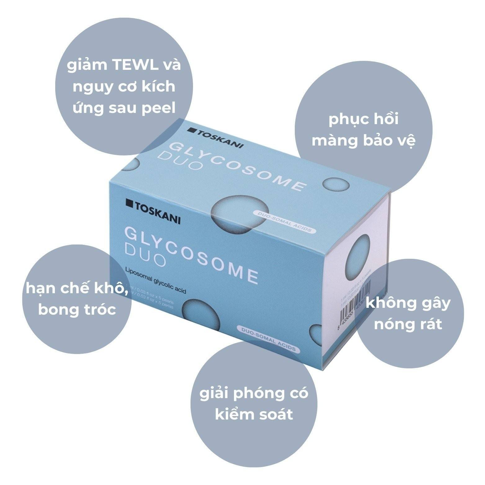 Peel Căng Bóng Trẻ Hóa Toskani Glycosome Duo 5x1ml Xanh Dương - Hộp 5 Tép