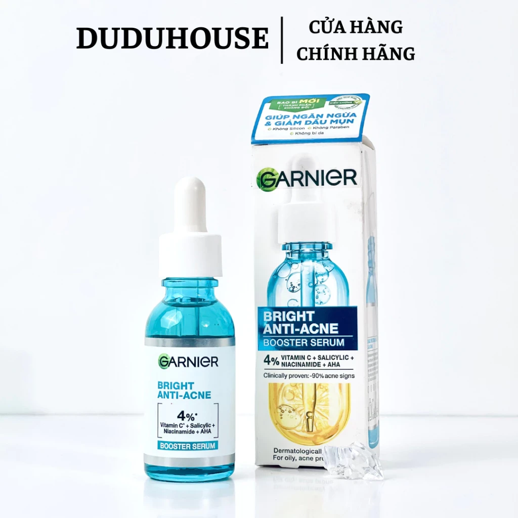 Serum Garnier Giảm Mụn Bright Anti - Acne Xanh Fullsize 30ml