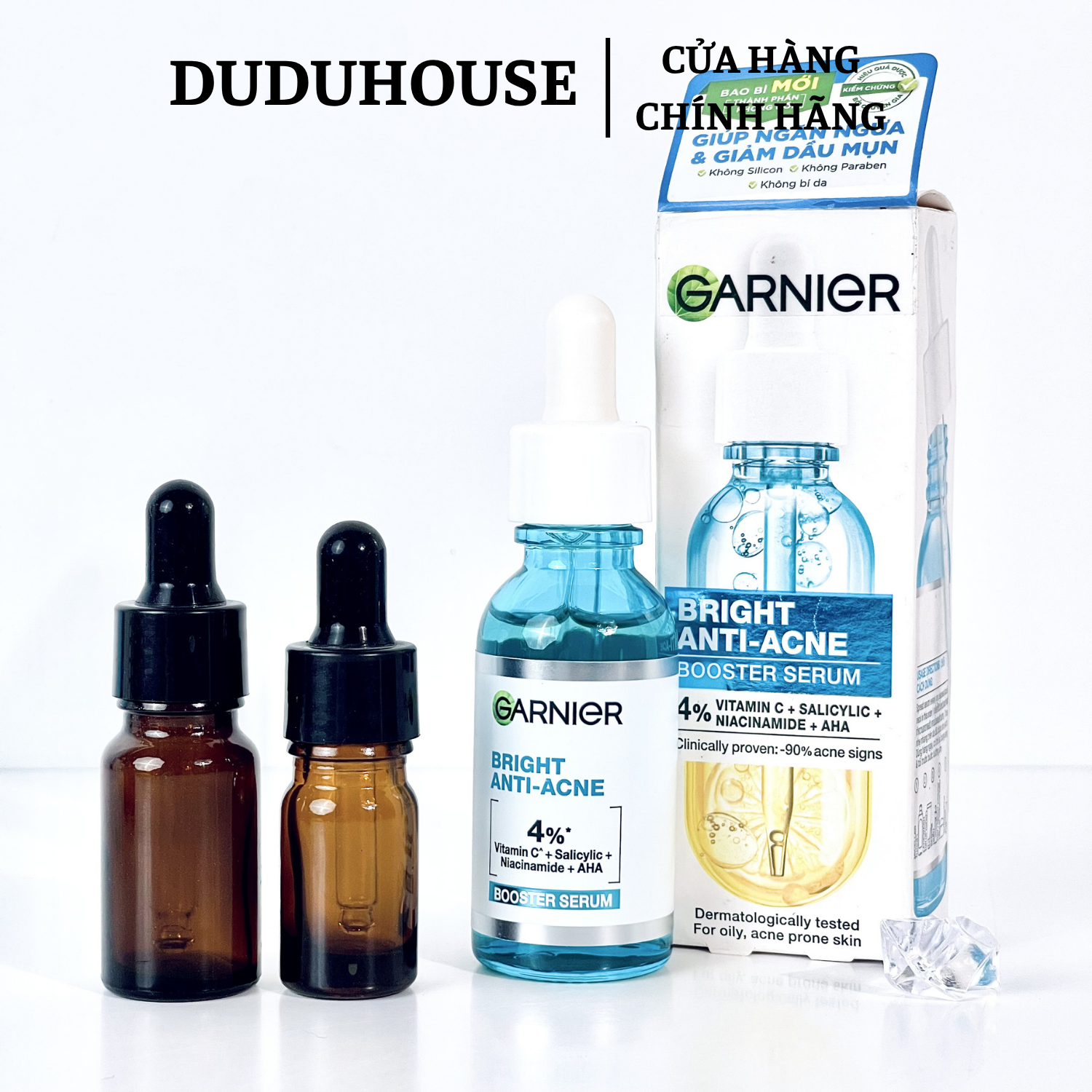 Serum Garnier Giảm Mụn Bright Anti - Acne Xanh Mẫu Thử 5ml