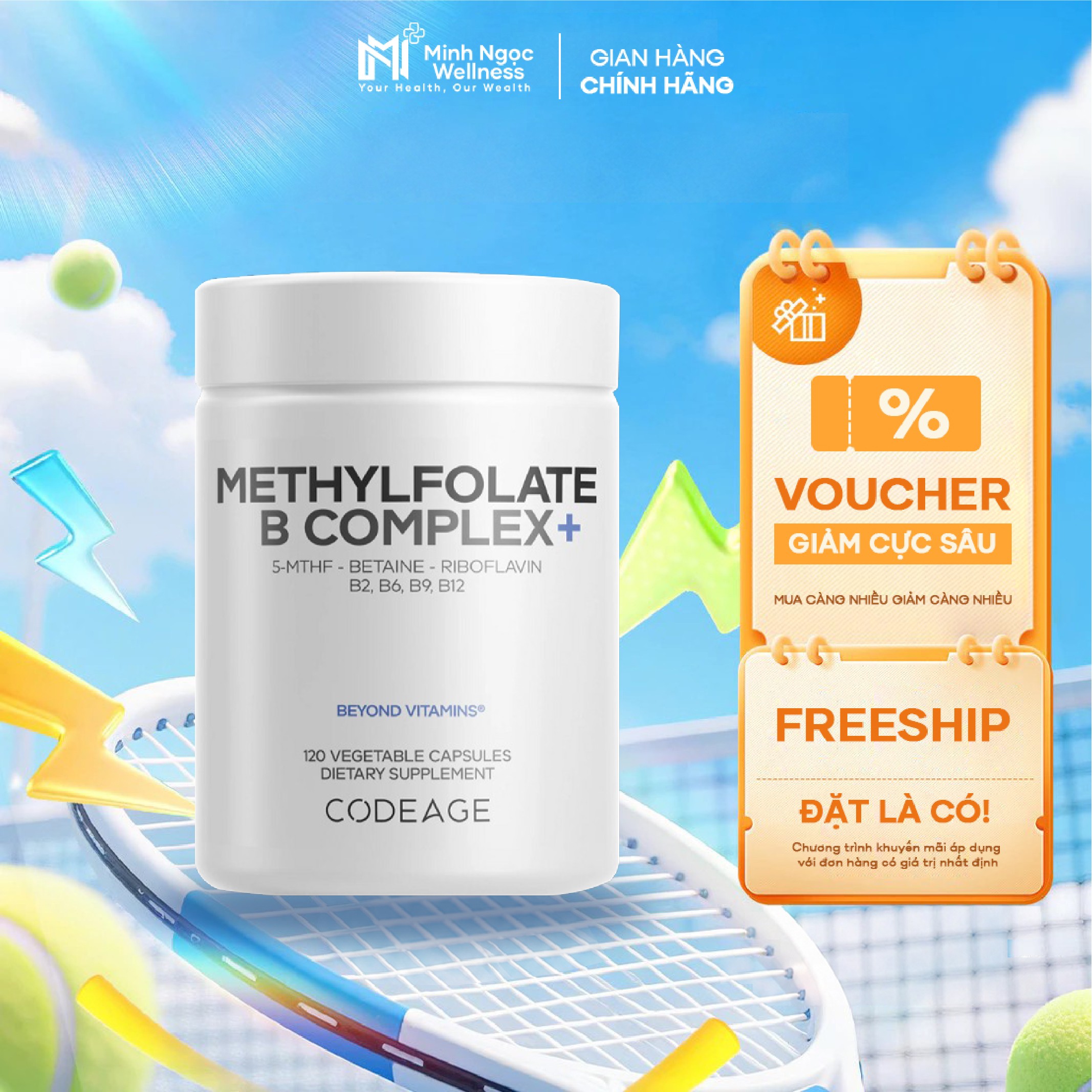 Bổ não vitamin nhóm B Methylfolate Codeage Mỹ