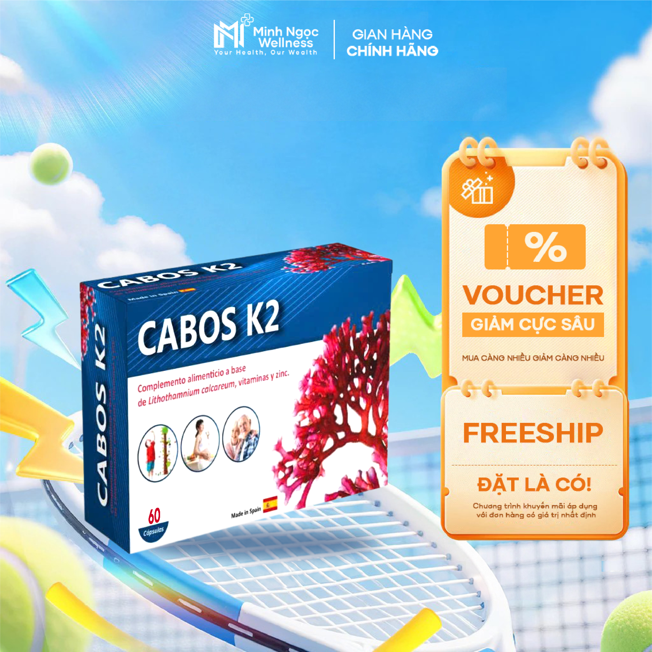 Canxi hữu cơ CABOS K2 60v