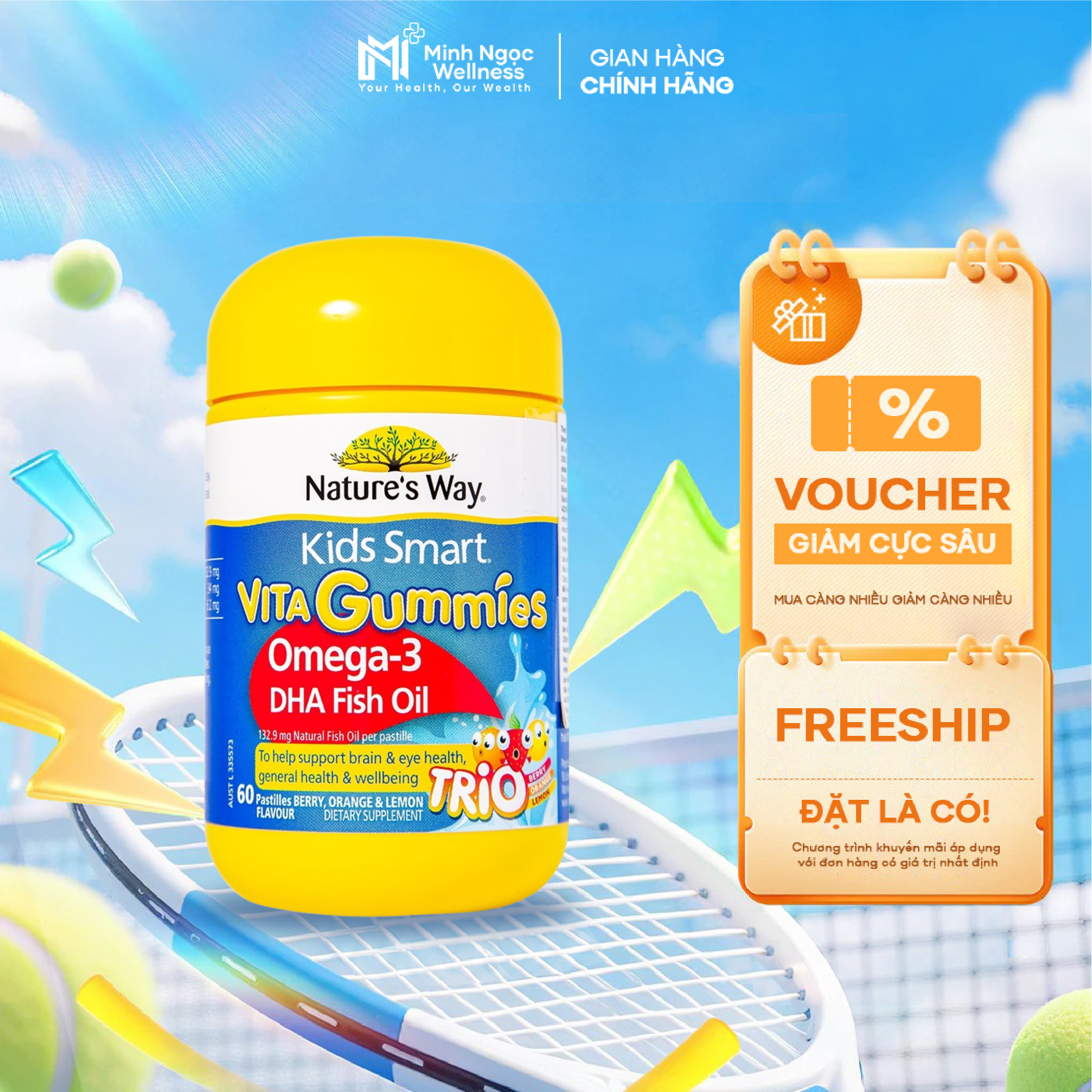 Viên nhai dẻo Omega-3 DHA Fish Oil Nature's Way Úc 60v