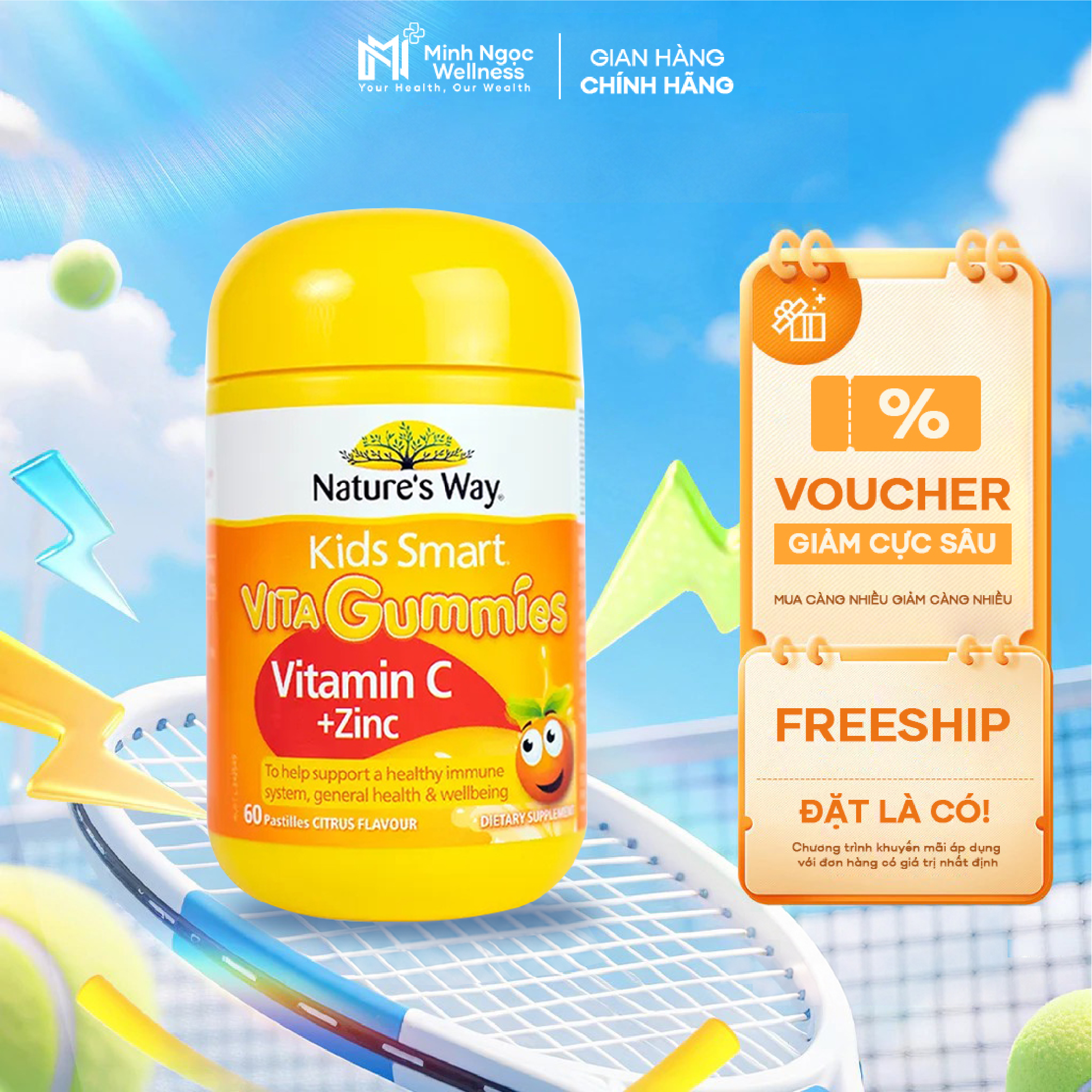 Viên nhai dẻo Vitamin C+ ZinC Nature's Way Úc 60V
