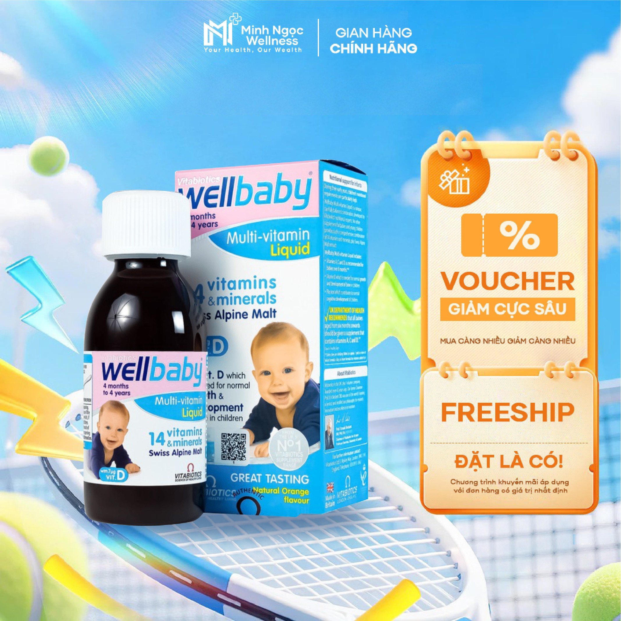 Vitamin tổng hợp Wellbaby Multi-vitamin Liquid của Anh 150ml