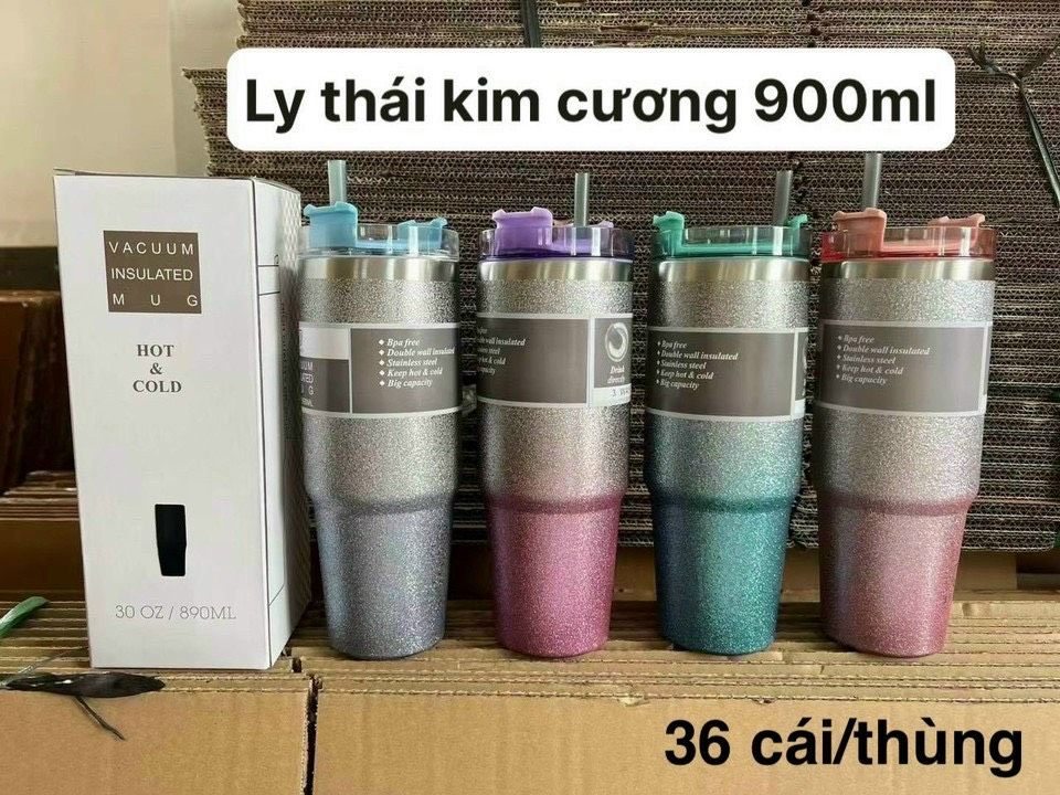 Ly giữ nhiệt thái lan kim tuyến 900ml (Kiện 36 cái)