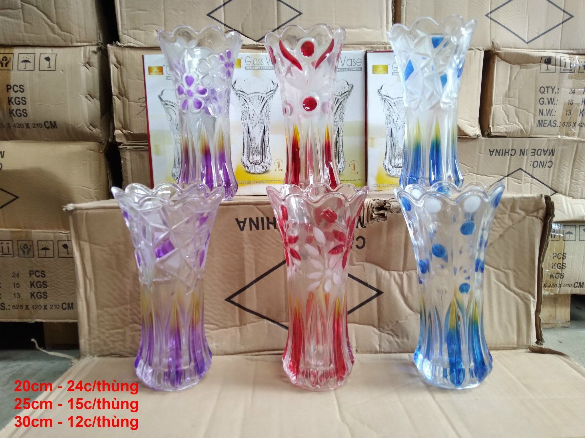Lọ hoa 30cm màu TH (Kiện 12 cái)