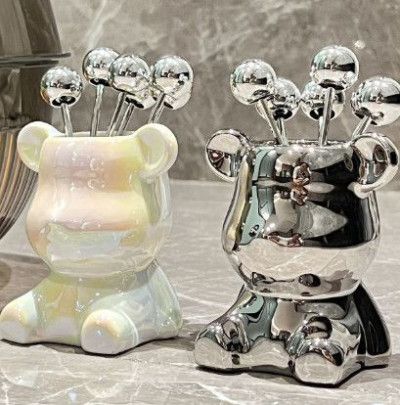 BST dĩa đồ tráng miệng hình gấu bạc cao cấp (Kiện 75 bộ)