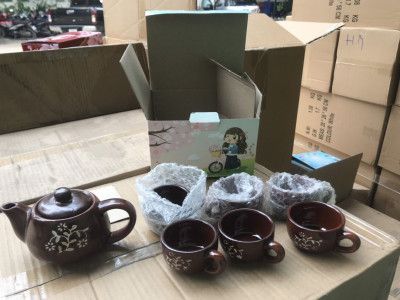 Bộ ấm trà nâu 6 chén (Kiện 32 bộ)