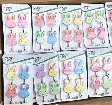 Bộ 4 móc dán tường hoạ tiết thỏ (Kiện 200 bộ)