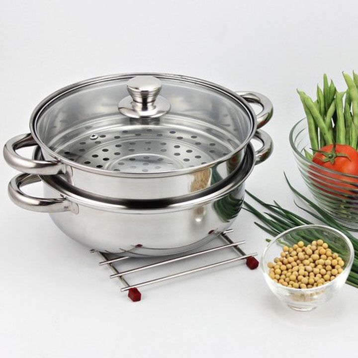 Nồi hấp inox 2 tầng hotpot 28cm Tmark (Kiện 30 cái)