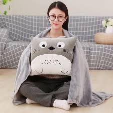 Chăn gối văn phòng totoro vuông Tmark - Bộ 3 in 1 đáng yêu (Kiện 100 cái)