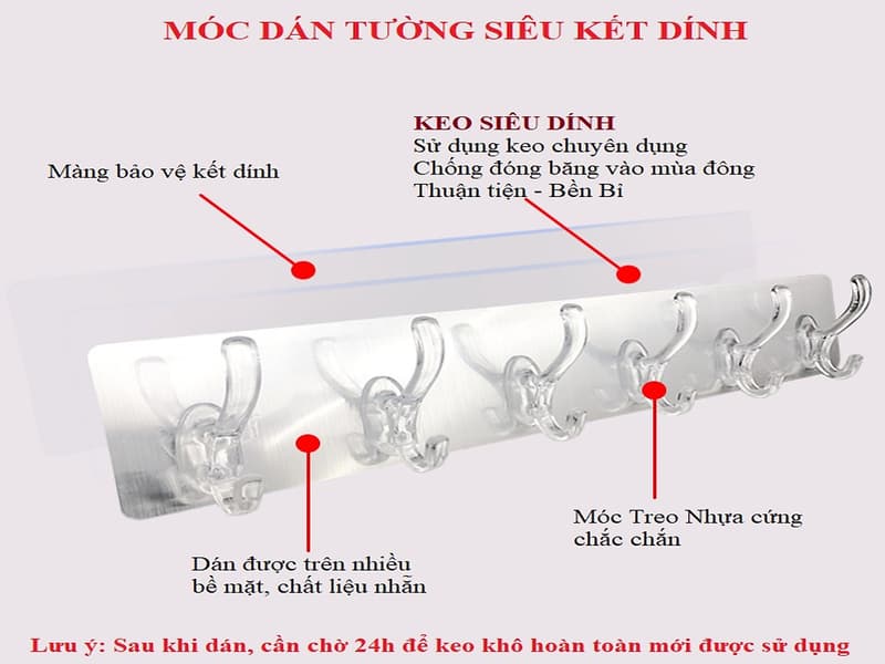 Thanh 6 móc nhựa trong Tmark (Kiện 250 cái)