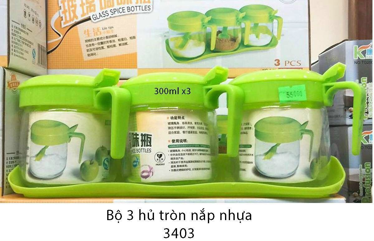 Hủ gia vị 3 quả táo xanh sinh động 300ml Tmark (Kiện 36 bộ)