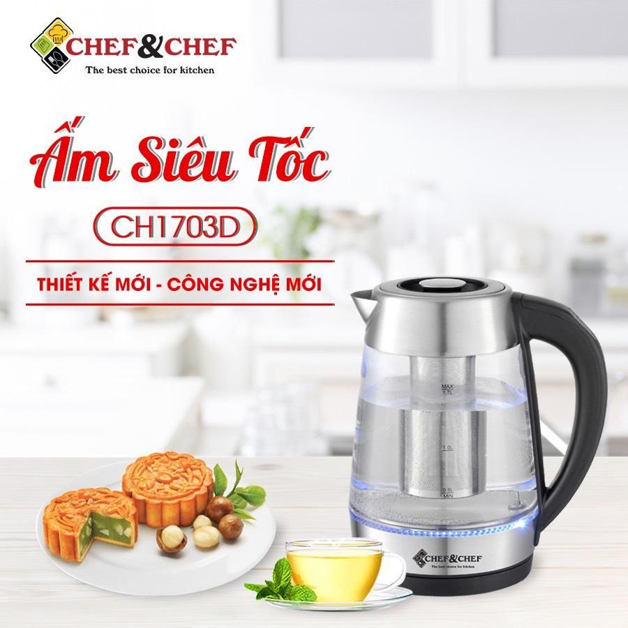 Ấm siêu tốc thuỷ tinh Tmark CH1703D-1.7L có lọc và bảo vệ sức khỏe (Kiện 24 cái)