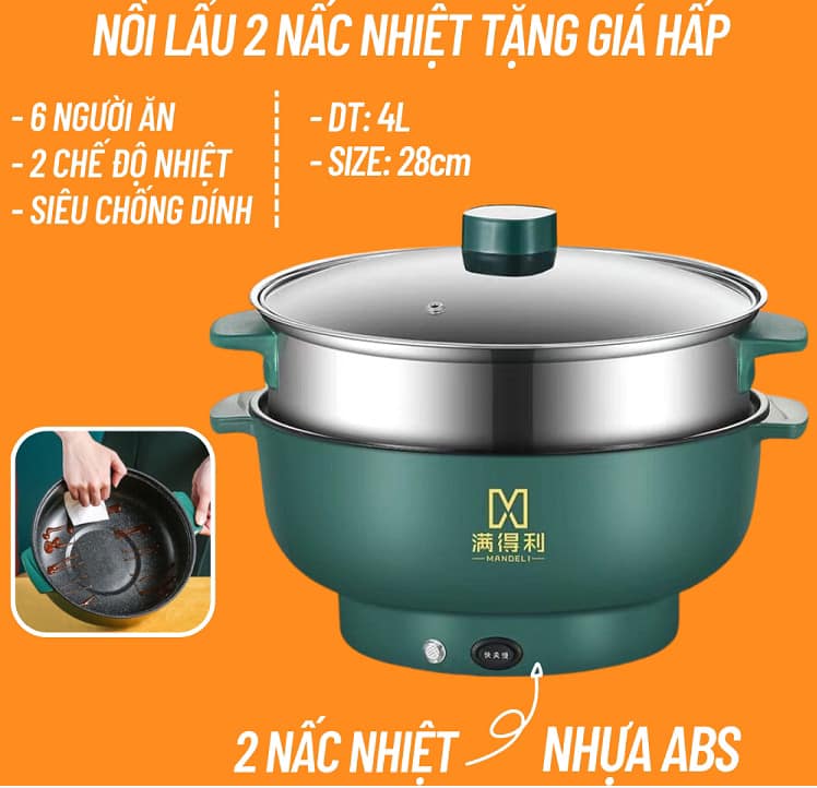 Nồi lẩu hơi Mandeli 28cm Tmark (Kiện 24 cái)