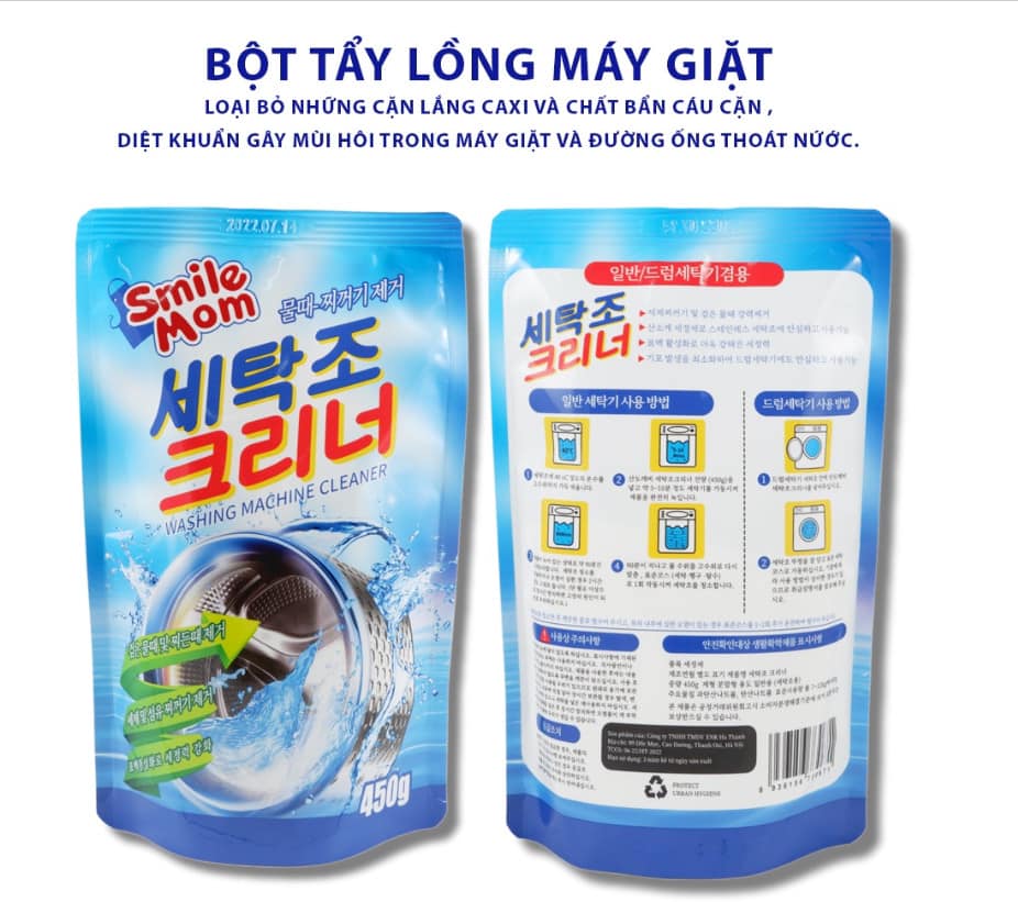 Bột vệ sinh lồng máy giặt Hàn Quốc Tmark (Kiện 20 bịch)