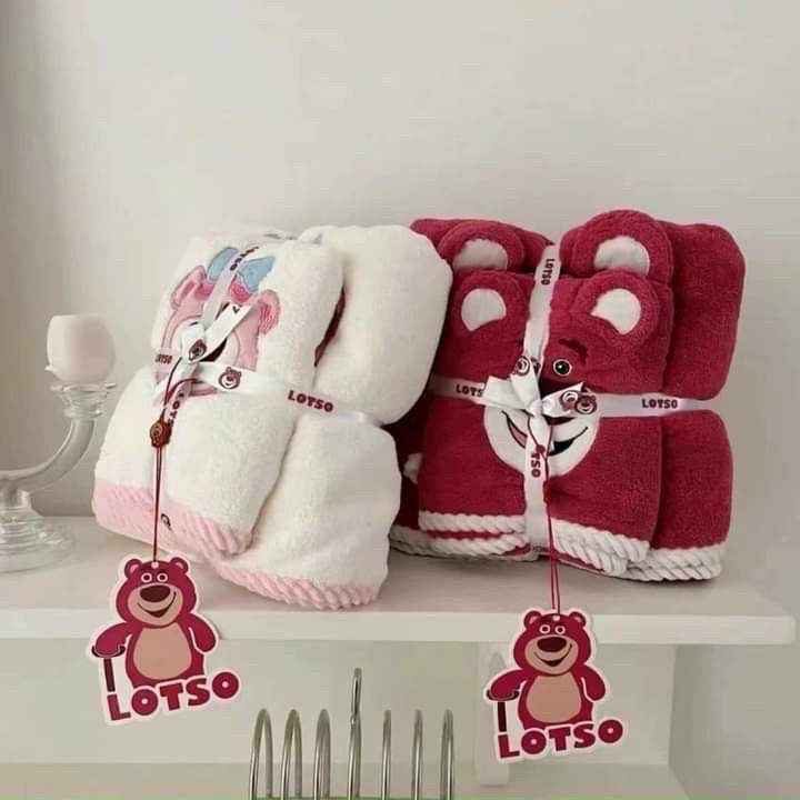 Set khăn tắm, khăn mặt Tmark cotton mềm mại, có hình gấu Lotso ngộ nghĩnh (Kiện 200 set)